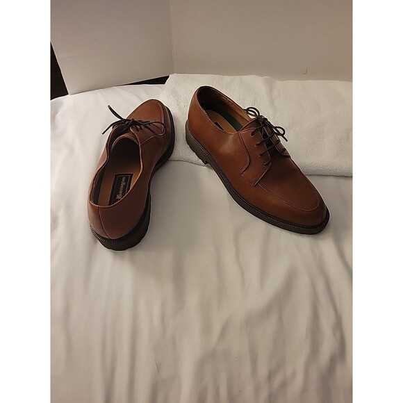 Barrington Mens 8 Shoes Brown Leather Split Toe Oxford Lace Up 8D Allen Edwards - Picture 12 of 16